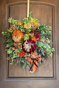 Velvet Pumpkin Fall Door Wreath