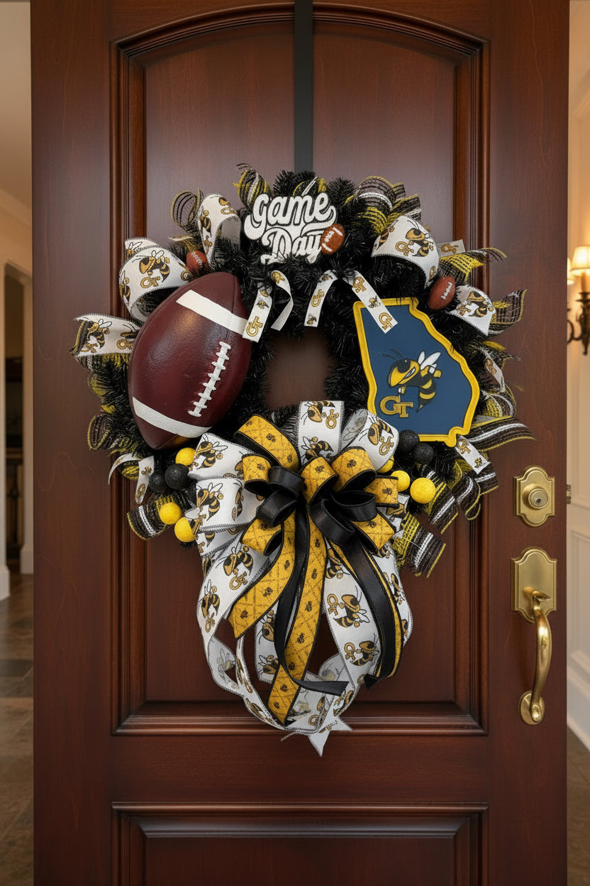 Georgia Tech Yellow Jackets Game Day Football Wreath
